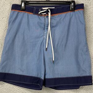 Parke Ronen Swim Trunks Mens 30 Blue Mesh Lined Drawstring Swimwear Board Shorts
